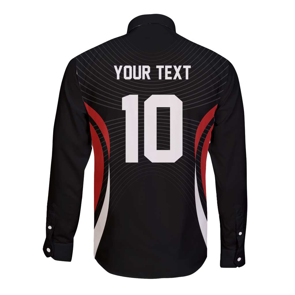Custom Japan Volleyball Long Sleeve Button Shirt Sporty Style Black Color