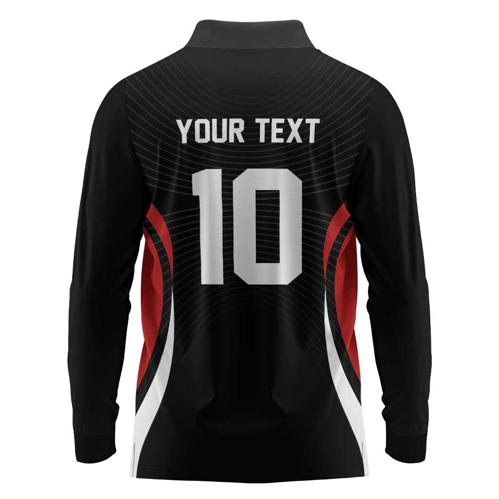 Custom Japan Volleyball Long Sleeve Polo Shirt Sporty Style Black Color
