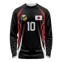 Custom Japan Volleyball Long Sleeve Shirt Sporty Style Black Color