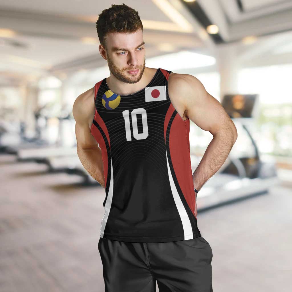 Custom Japan Volleyball Men Tank Top Sporty Style Black Color