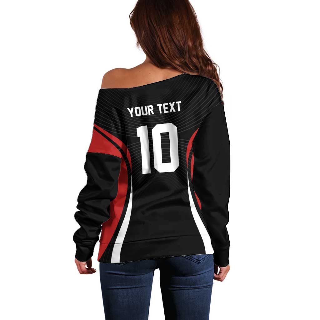 Custom Japan Volleyball Off Shoulder Sweater Sporty Style Black Color