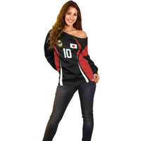 Custom Japan Volleyball Off Shoulder Sweater Sporty Style Black Color