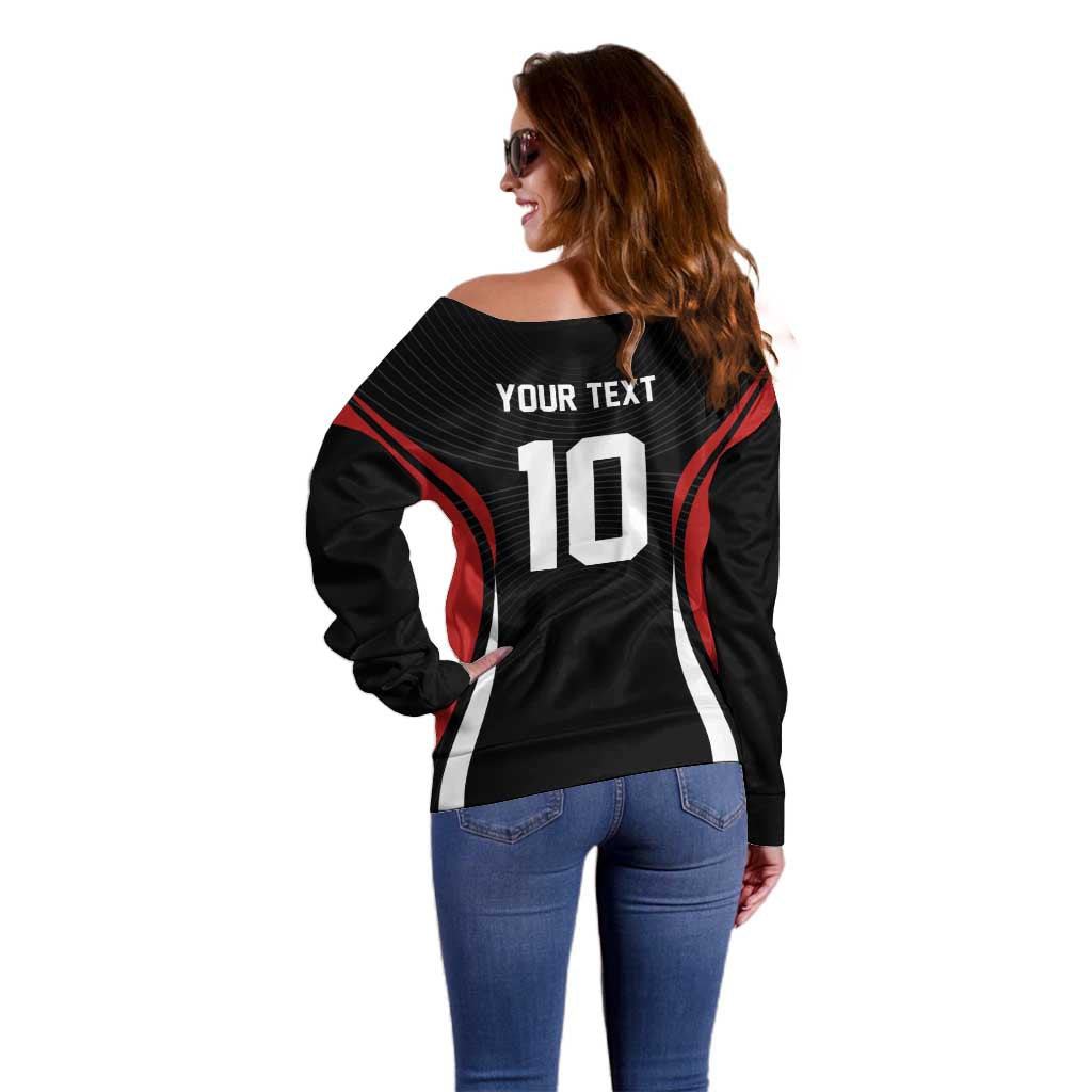 Custom Japan Volleyball Off Shoulder Sweater Sporty Style Black Color