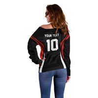 Custom Japan Volleyball Off Shoulder Sweater Sporty Style Black Color