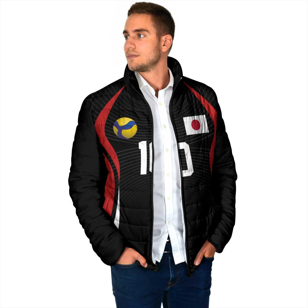 Custom Japan Volleyball Padded Jacket Sporty Style Black Color
