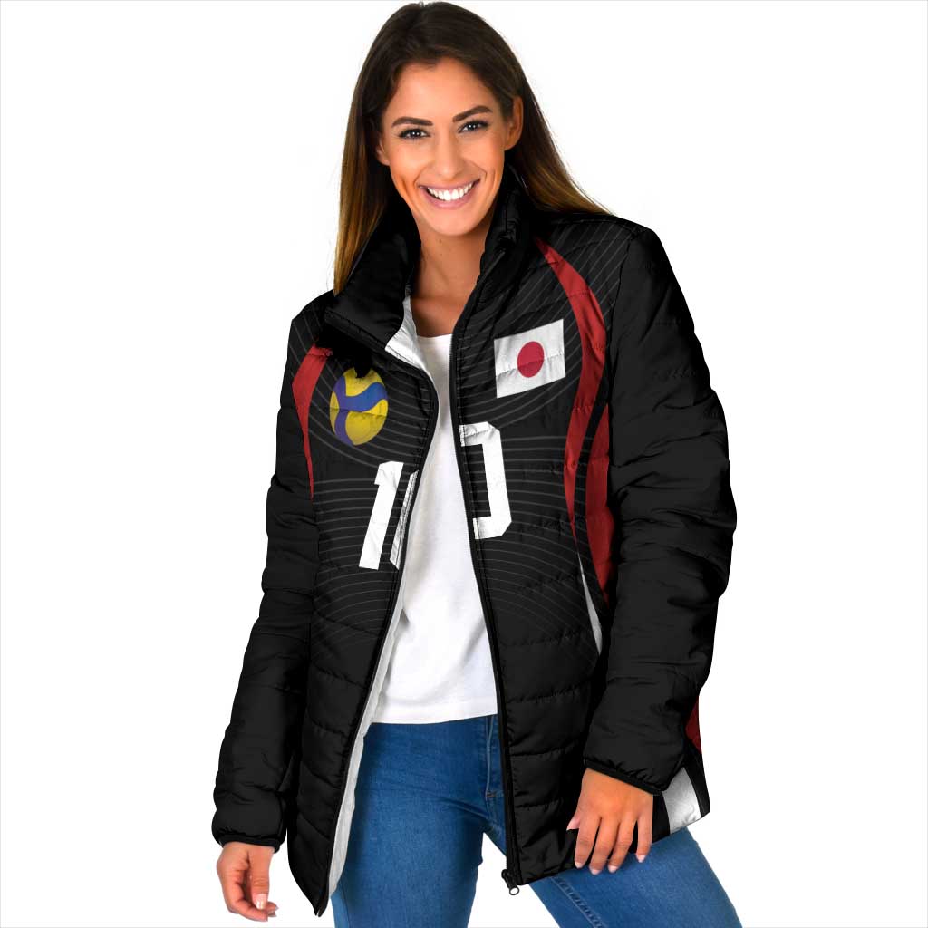 Custom Japan Volleyball Padded Jacket Sporty Style Black Color