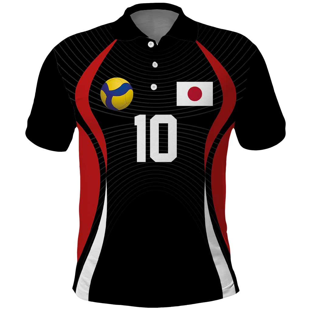 Custom Japan Volleyball Polo Shirt Sporty Style Black Color