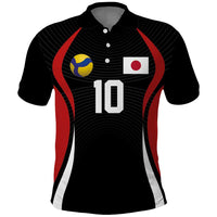 Custom Japan Volleyball Polo Shirt Sporty Style Black Color