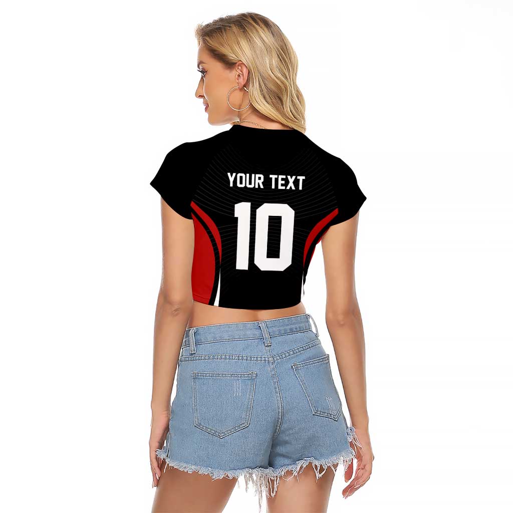 Custom Japan Volleyball Raglan Cropped T Shirt Sporty Style Black Color