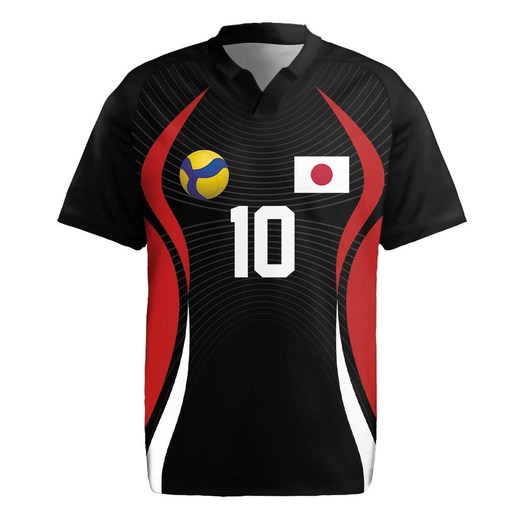 Custom Japan Volleyball Rugby Jersey Sporty Style Black Color