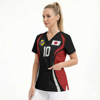 Custom Japan Volleyball Scrub Top Sporty Style Black Color