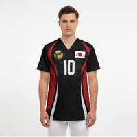 Custom Japan Volleyball Scrub Top Sporty Style Black Color