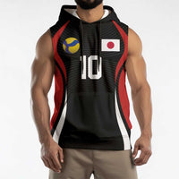 Custom Japan Volleyball Sleeveless Hoodie Sporty Style Black Color