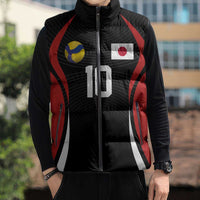Custom Japan Volleyball Sleeveless Puffer Jacket Sporty Style Black Color