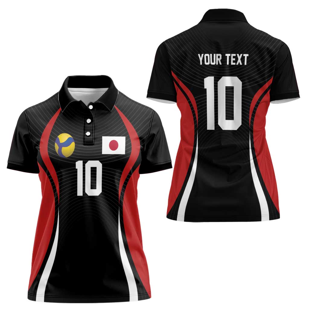 Custom Japan Volleyball Women Polo Shirt Sporty Style Black Color