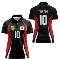 Custom Japan Volleyball Women Polo Shirt Sporty Style Black Color