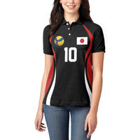 Custom Japan Volleyball Women Polo Shirt Sporty Style Black Color
