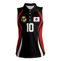 Custom Japan Volleyball Women Sleeveless Polo Shirt Sporty Style Black Color