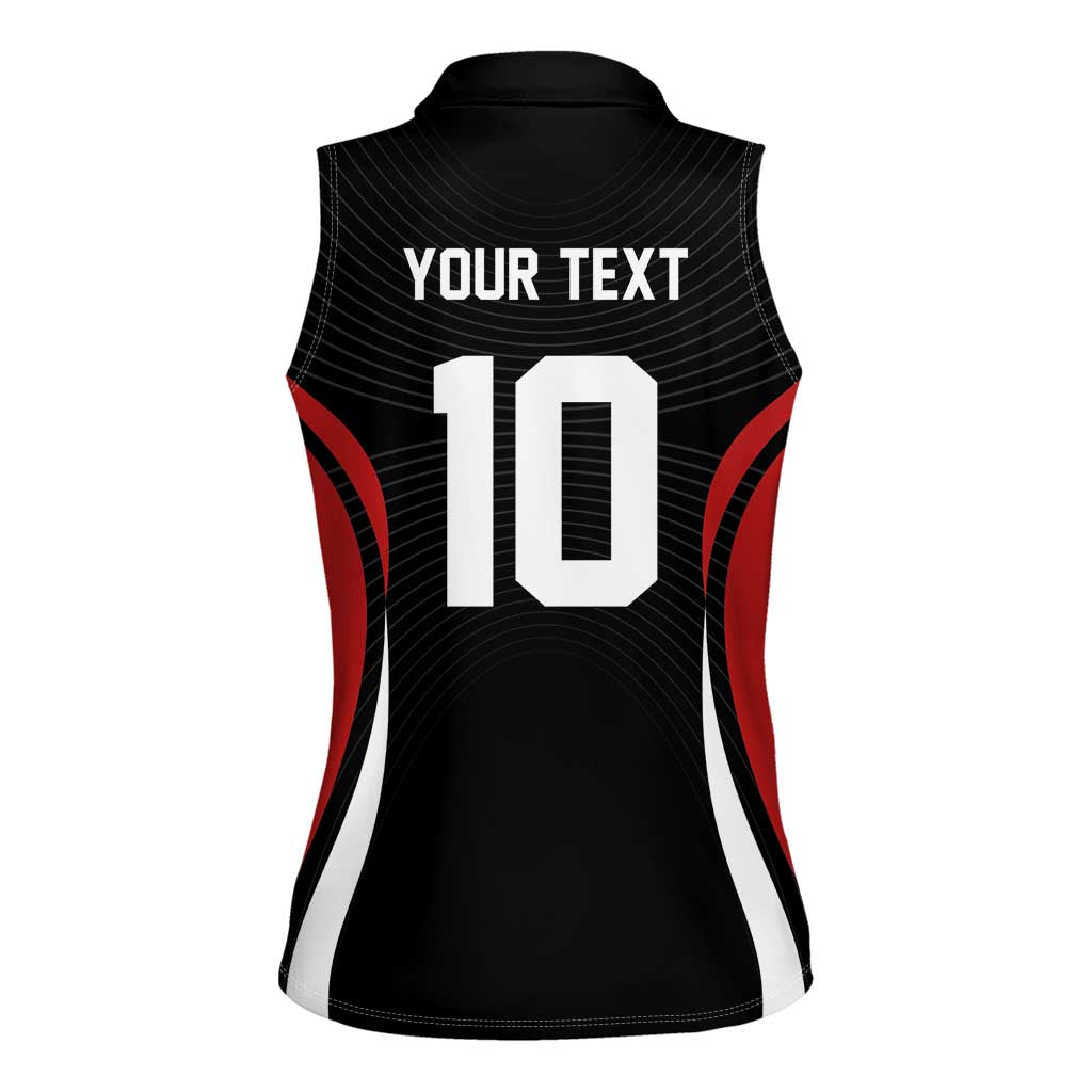 Custom Japan Volleyball Women Sleeveless Polo Shirt Sporty Style Black Color