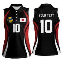 Custom Japan Volleyball Women Sleeveless Polo Shirt Sporty Style Black Color