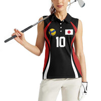 Custom Japan Volleyball Women Sleeveless Polo Shirt Sporty Style Black Color