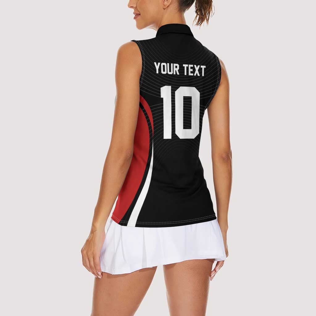 Custom Japan Volleyball Women Sleeveless Polo Shirt Sporty Style Black Color