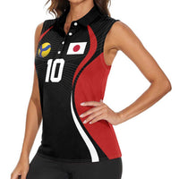 Custom Japan Volleyball Women Sleeveless Polo Shirt Sporty Style Black Color