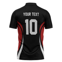 Custom Japan Volleyball Zipper Polo Shirt Sporty Style Black Color