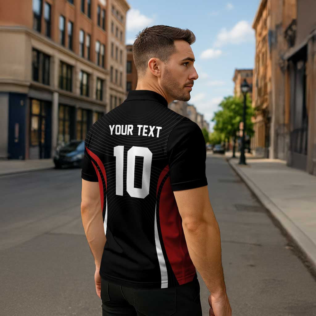 Custom Japan Volleyball Zipper Polo Shirt Sporty Style Black Color