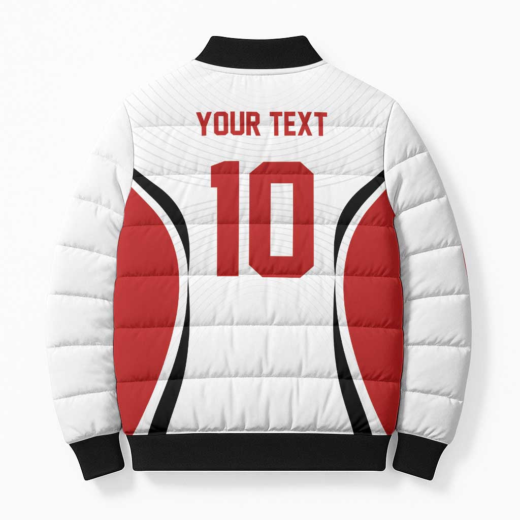 Custom Japan Volleyball Bomber Puffer Jacket Sporty Style White Color
