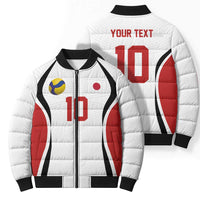 Custom Japan Volleyball Bomber Puffer Jacket Sporty Style White Color