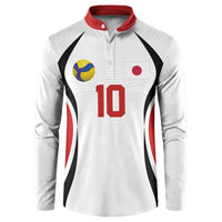 Custom Japan Volleyball Button Sweatshirt Sporty Style White Color