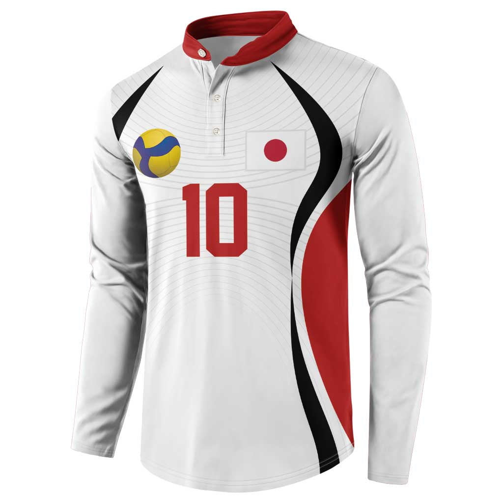 Custom Japan Volleyball Button Sweatshirt Sporty Style White Color