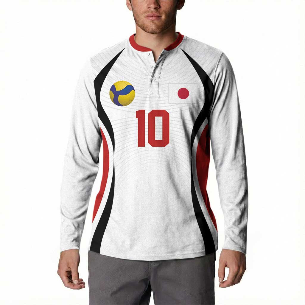 Custom Japan Volleyball Button Sweatshirt Sporty Style White Color