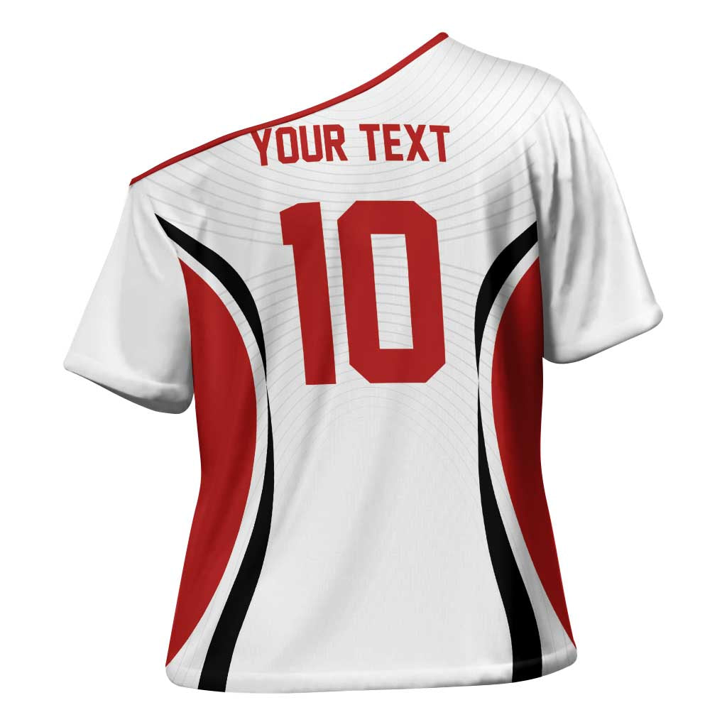 Custom Japan Volleyball Cross Shoulder Shirt Sporty Style White Color
