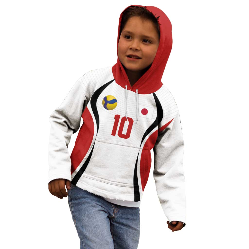 Custom Japan Volleyball Kid Hoodie Sporty Style White Color