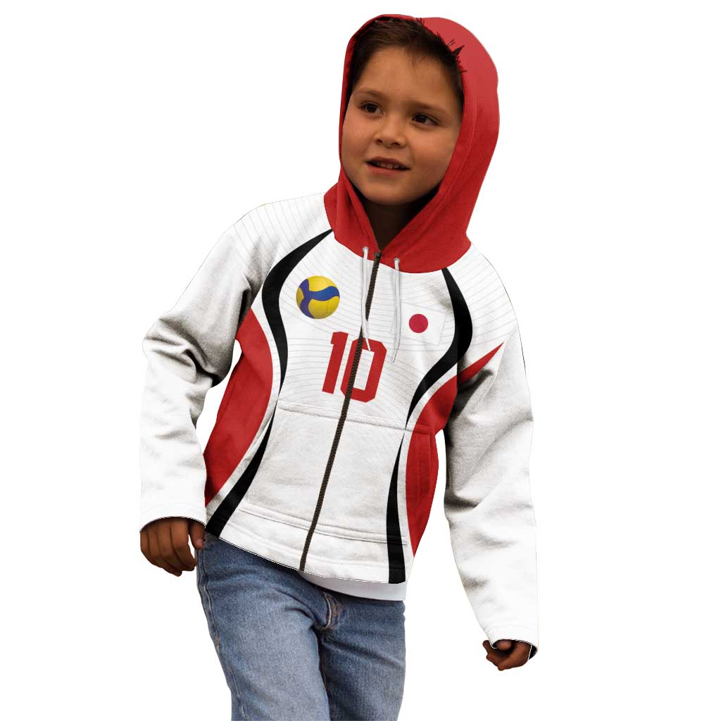 Custom Japan Volleyball Kid Hoodie Sporty Style White Color
