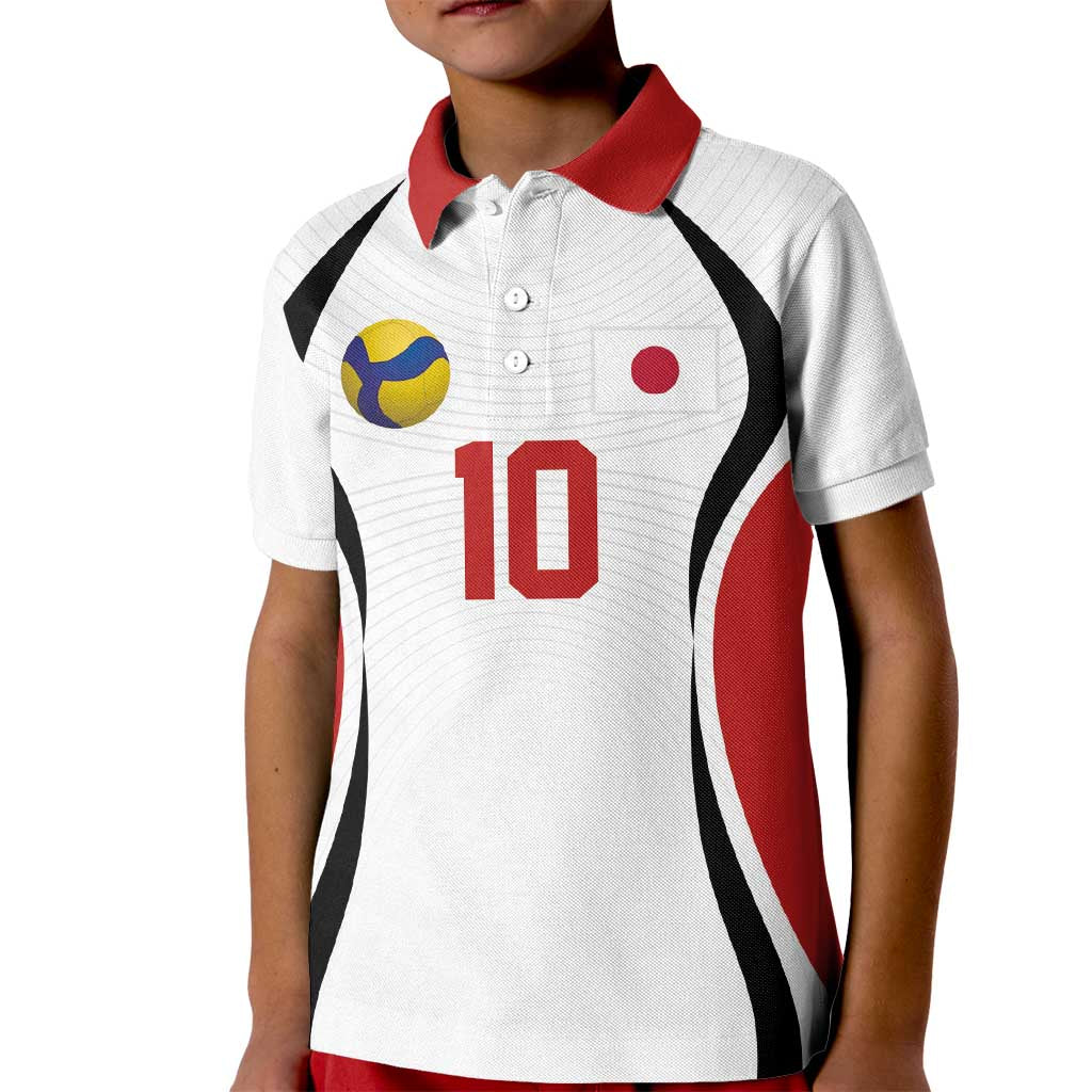 Custom Japan Volleyball Kid Polo Shirt Sporty Style White Color