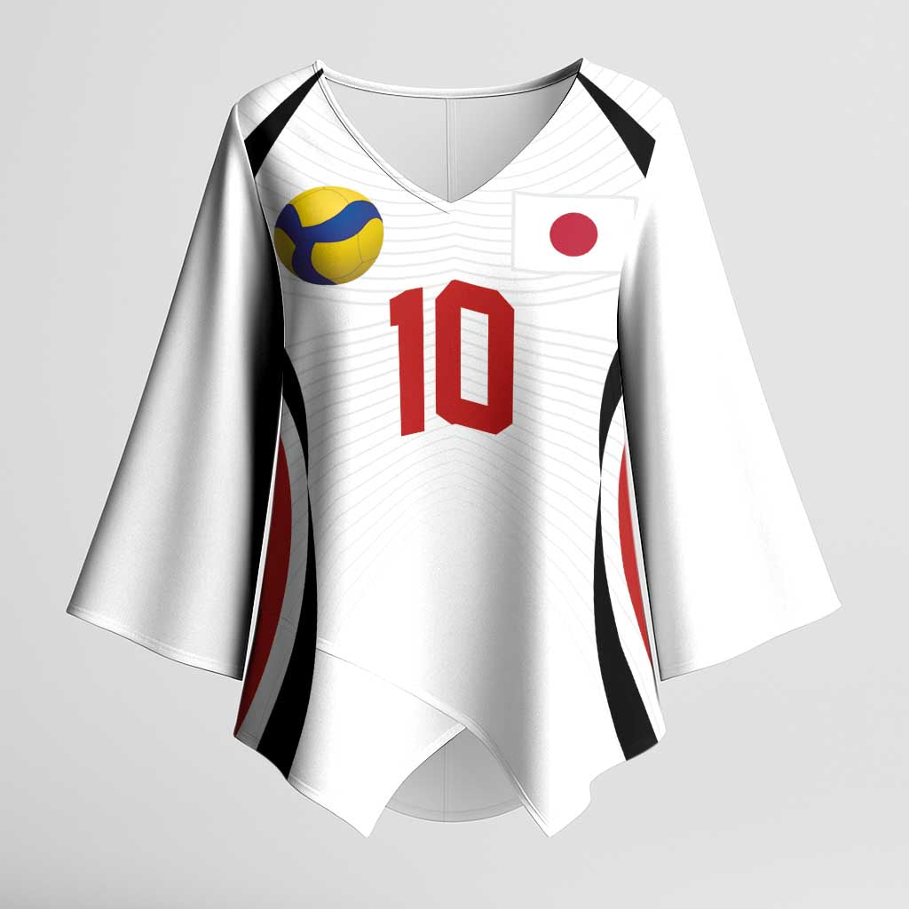 Custom Japan Volleyball Kimono Sleeve Blouse Sporty Style White Color