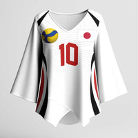 Custom Japan Volleyball Kimono Sleeve Blouse Sporty Style White Color