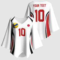 Custom Japan Volleyball Kimono Sleeve Blouse Sporty Style White Color