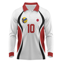 Custom Japan Volleyball Long Sleeve Polo Shirt Sporty Style White Color