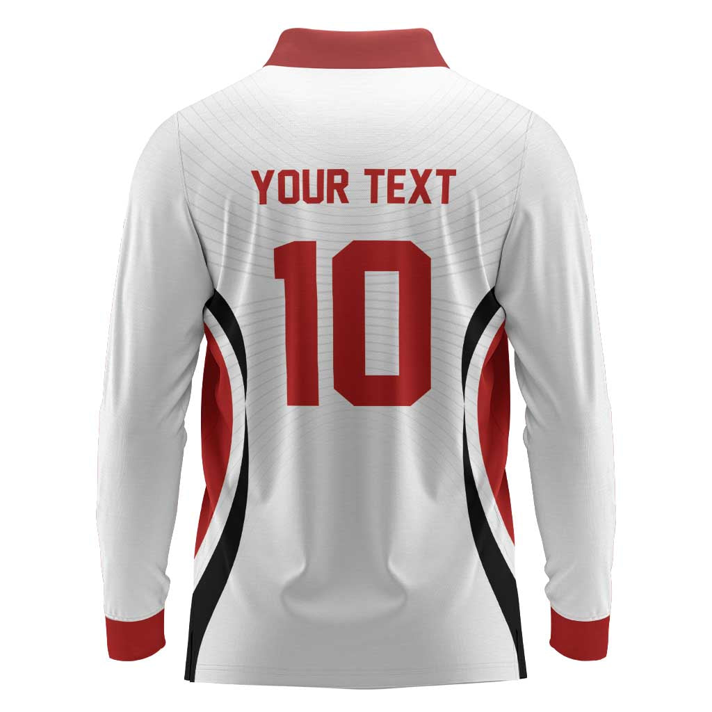 Custom Japan Volleyball Long Sleeve Polo Shirt Sporty Style White Color