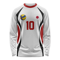 Custom Japan Volleyball Long Sleeve Shirt Sporty Style White Color