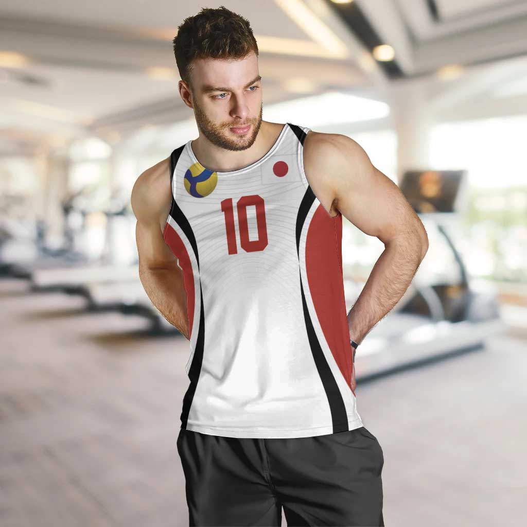 Custom Japan Volleyball Men Tank Top Sporty Style White Color