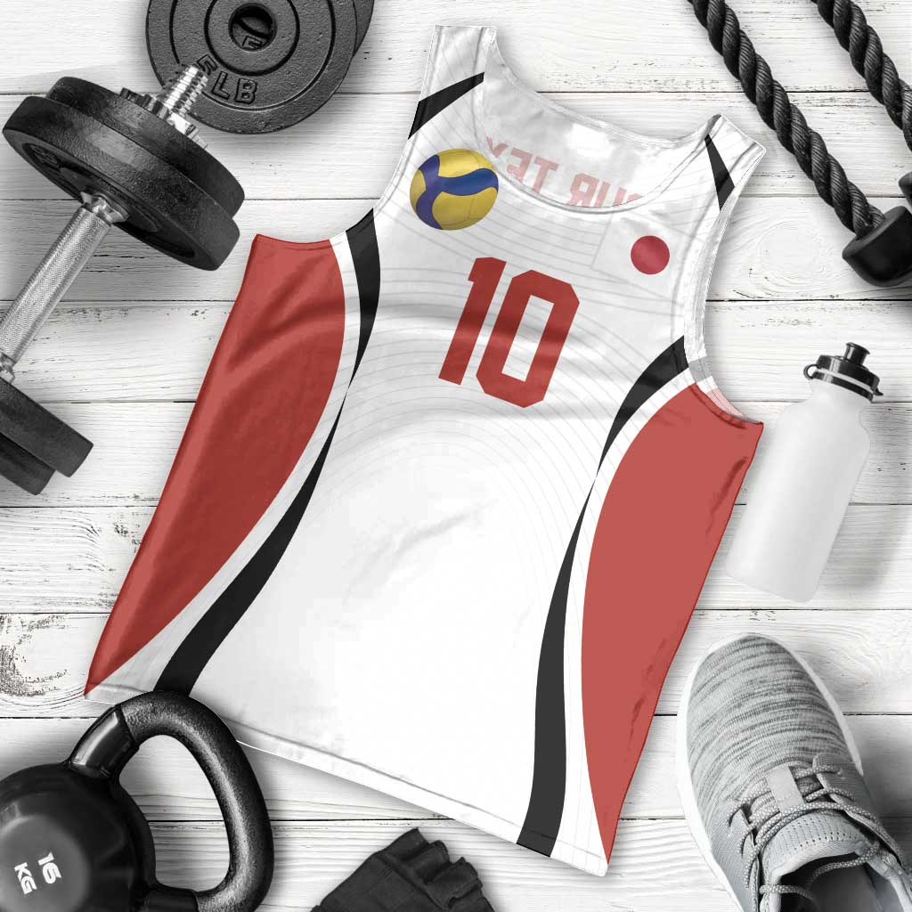 Custom Japan Volleyball Men Tank Top Sporty Style White Color
