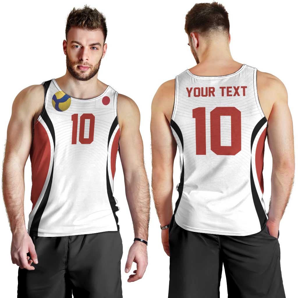 Custom Japan Volleyball Men Tank Top Sporty Style White Color