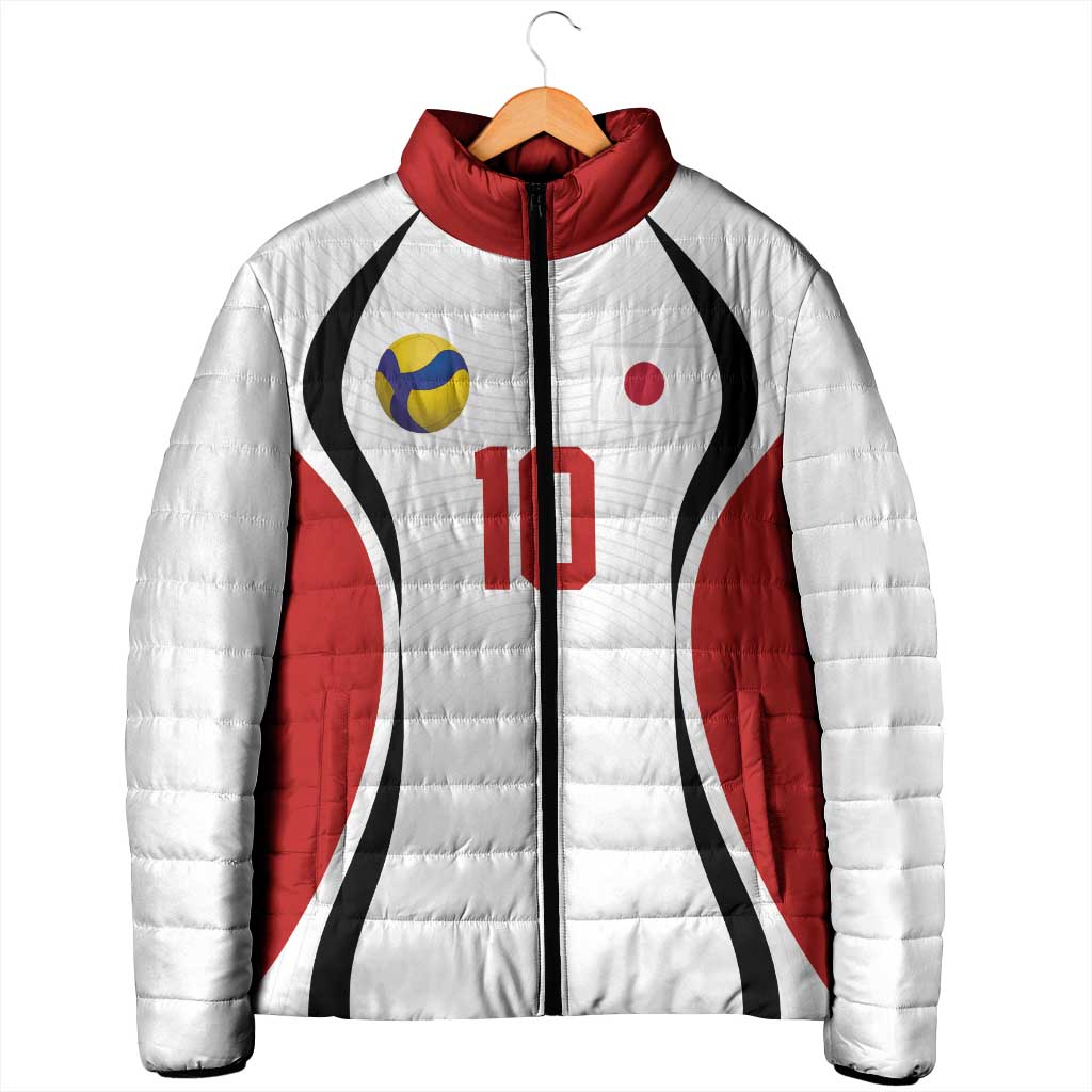 Custom Japan Volleyball Padded Jacket Sporty Style White Color