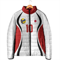 Custom Japan Volleyball Padded Jacket Sporty Style White Color
