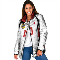 Custom Japan Volleyball Padded Jacket Sporty Style White Color